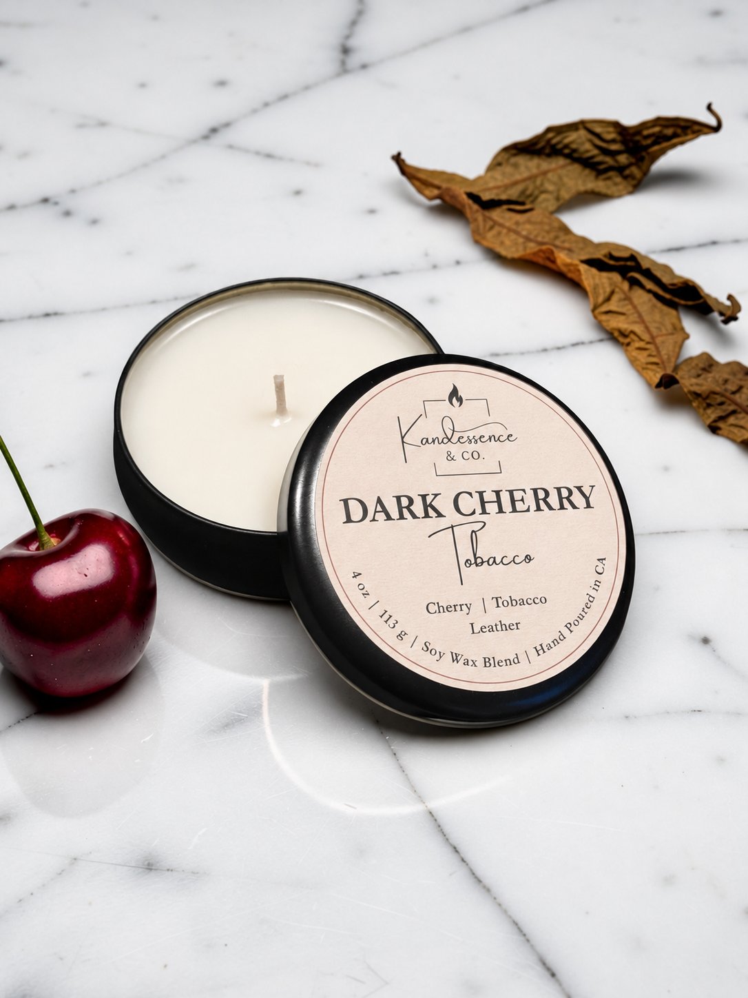 Dark Cherry Tobacco Travel Candle